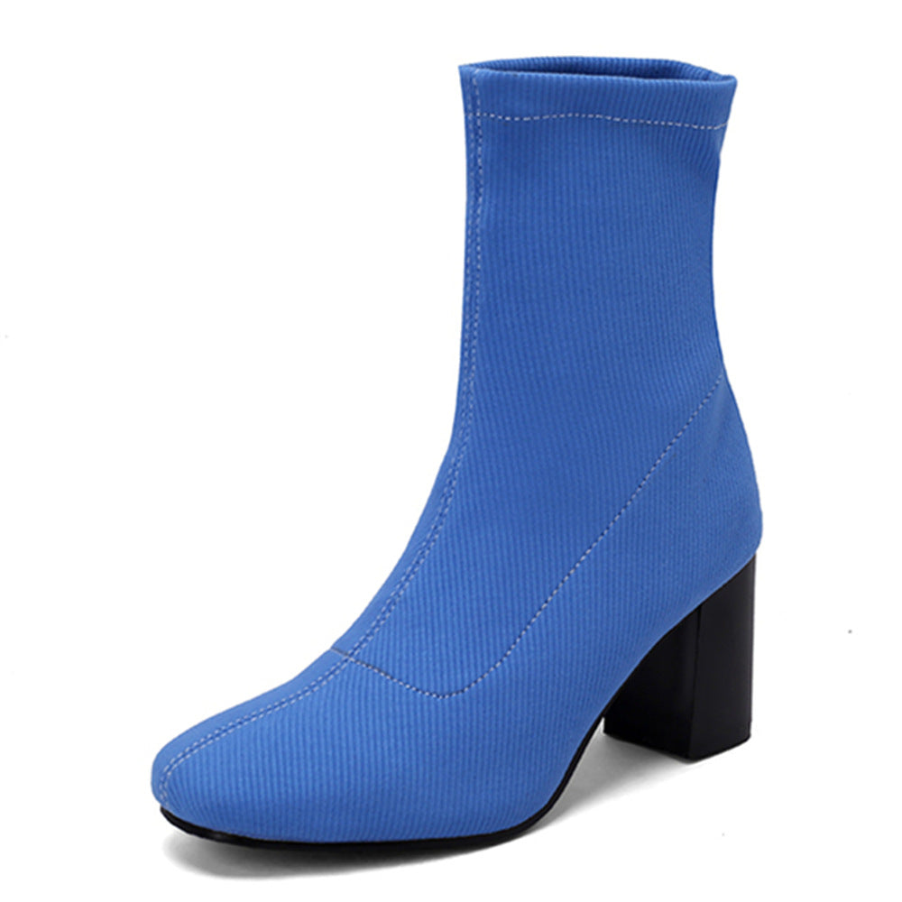 Womens Colorful Stretch Fabric Ankle Boots - Zalixer