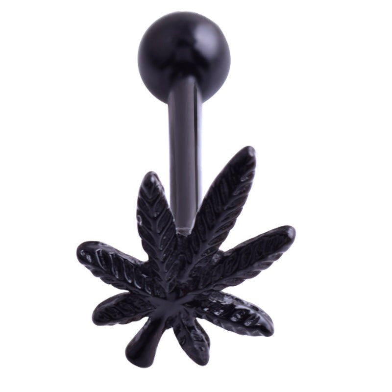 Women's Stainless Steel Leaf Tongue Ring Piercing Jewelry
