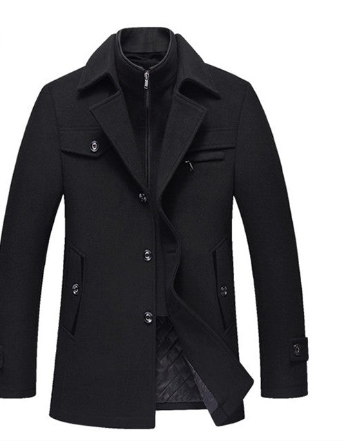 Men's Winter Slim Fit Warm Woolen Overcoats