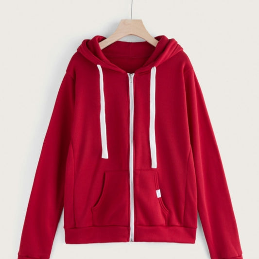Womens Casual Sporty Cardigan With Zipper Hooded Sweatshirt - Zalixer