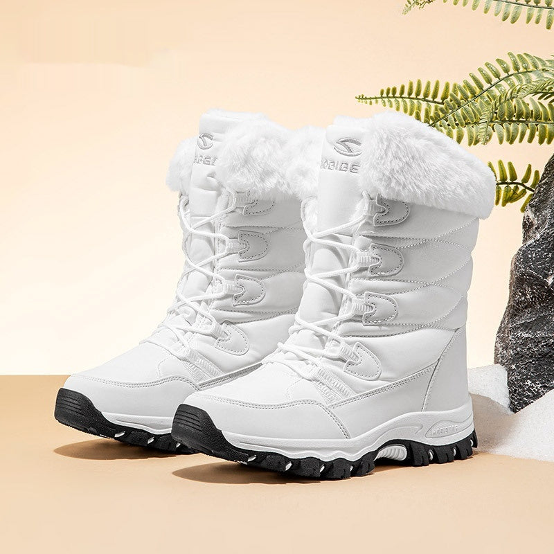 Warm Wide-toe Shoes Womens Mid-height Soft-soled Faux-fur Snow Boots For Winter - Zalixer
