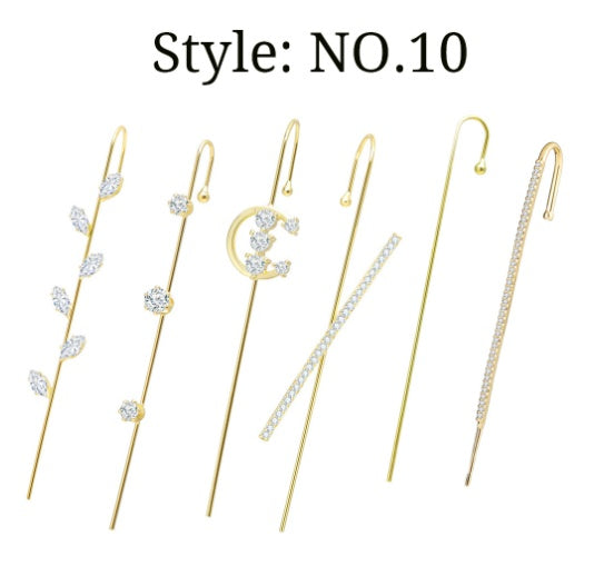 Zircon Earrings Slash Lightning Piercing Stud