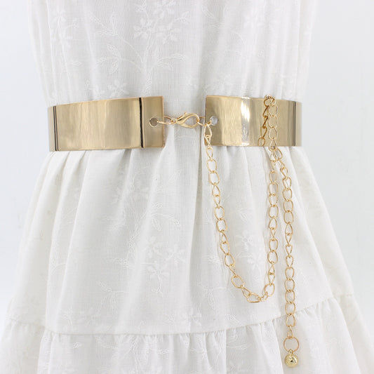 Coat Dress Iron Girdle Ladies All-match Metal Wide Accessories Waist Chain - Zalixer
