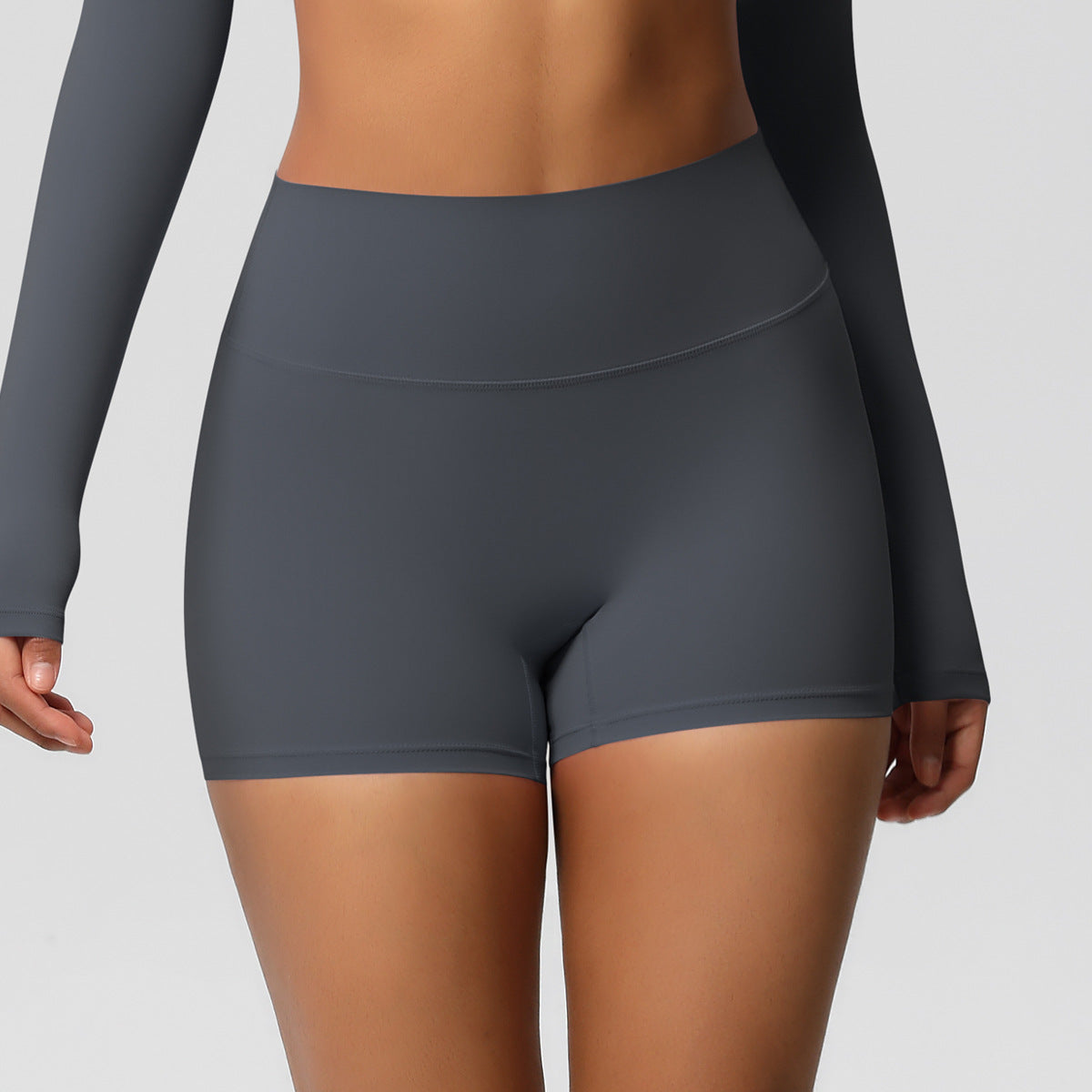 Womens Solid-Color Sports Shorts European And American Style Yoga Shorts - Zalixer