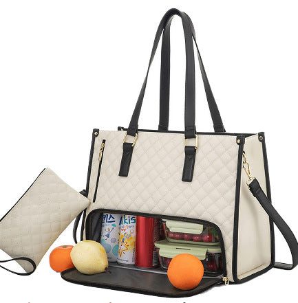Fashionable Lunch Tote Bag Women's Thermal Insulation Lunch Box Leak-proof Crossbody Computer Storage Bag Quilted Large Capacity Handbag With Purse - Zalixer