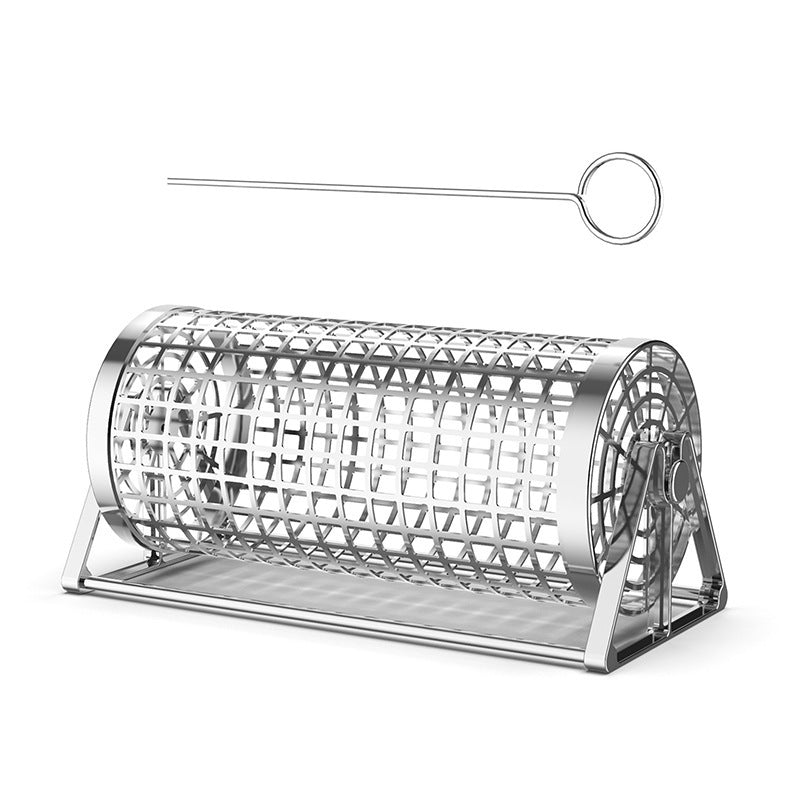 Basket Outdoor Smoking Cage Portable Barbecue Net Rolling BBQ Grill