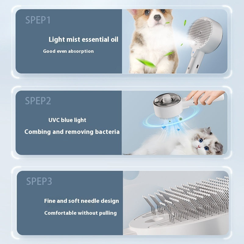 Animal Hair Remover Brush Dog And Cat Steam Brush Pet Self Cleaning Dog Brush Grooming Removes Cat Hairs Cat Dog Accessories Pet Products - Zalixer