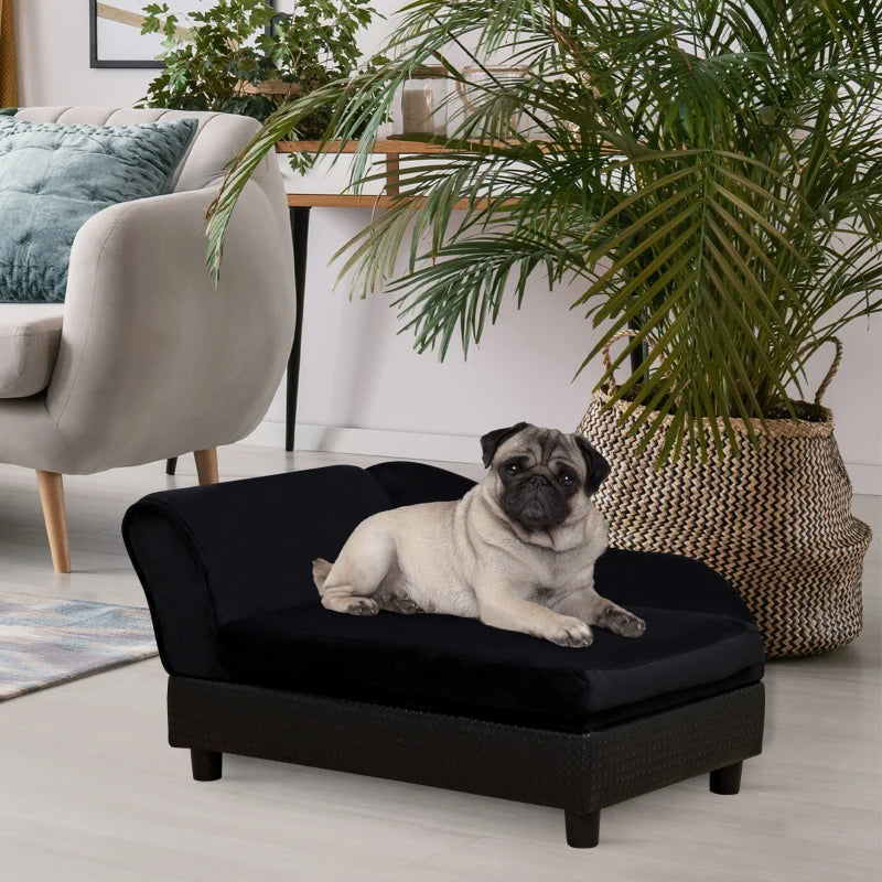 PawHut Pet Sofa Bed Couch With Storage, Pet Sofa For Cats And Small Dogs, Black - Zalixer