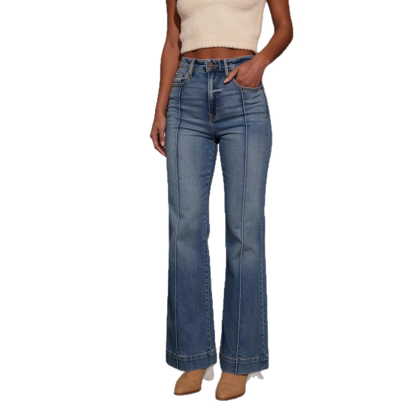 New Womens Mid-rise Bootcut Jeans - Zalixer