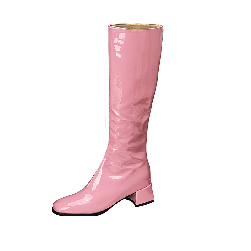 Womens Stylish Chunky-heeled Square-toe Over-the-knee Boots - Zalixer