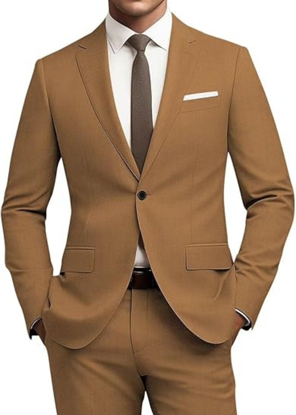 Men's Versatile Solid Color Business Jacket Long Pants Set
