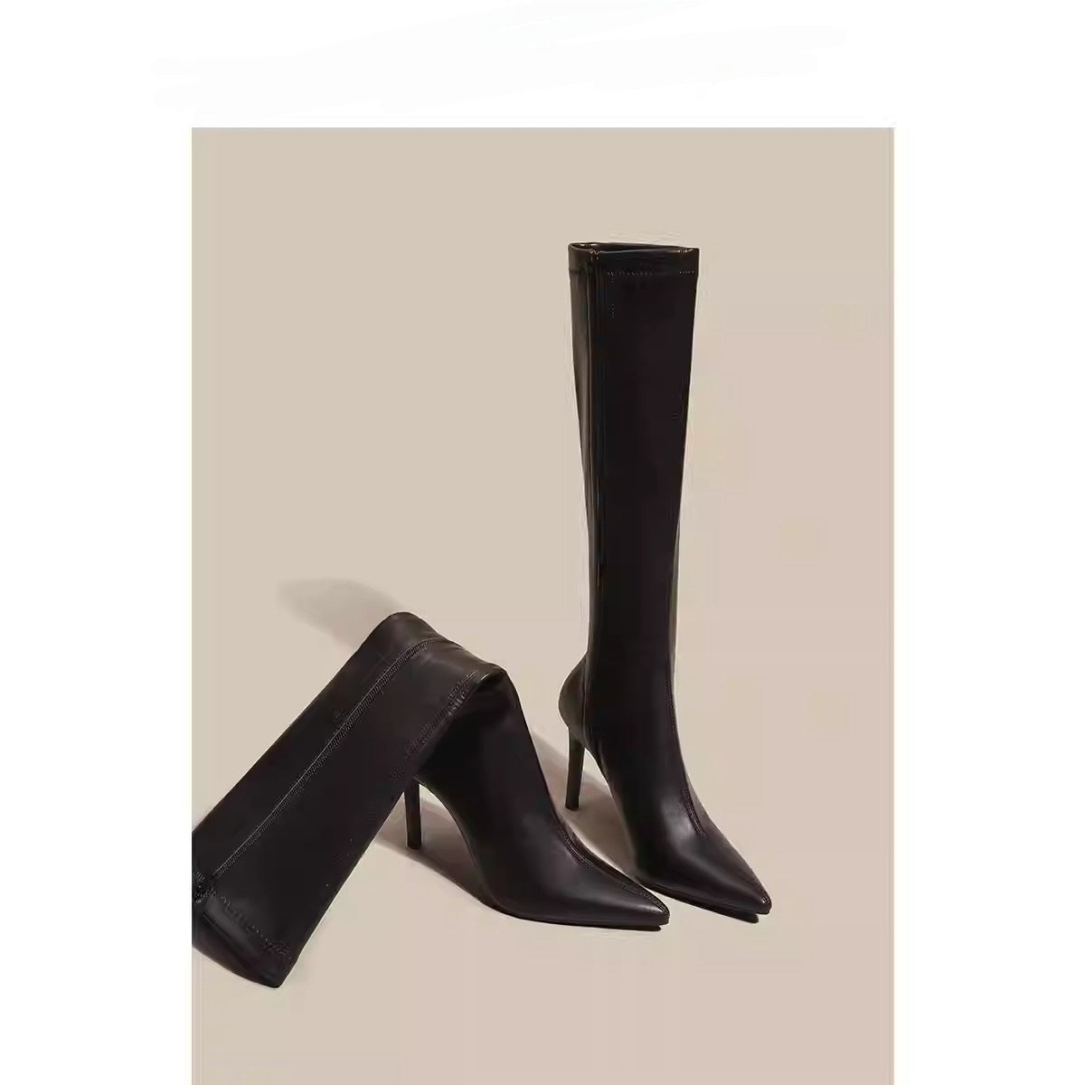 Womens Solid Color Casual White Pointedtoe Overtheknee Boots - Zalixer