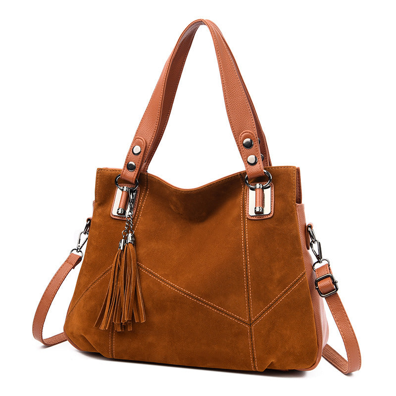 Womens Retro Tassel Zipper Suede Shoulder Crossbody Bag - Zalixer