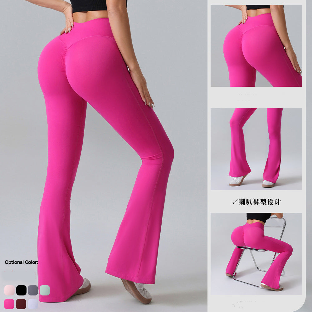 Hip-lift Yoga Flared Pants Fitness Sports Wide Leg High Waist Quick Dry Trousers Womens Clothing - Zalixer