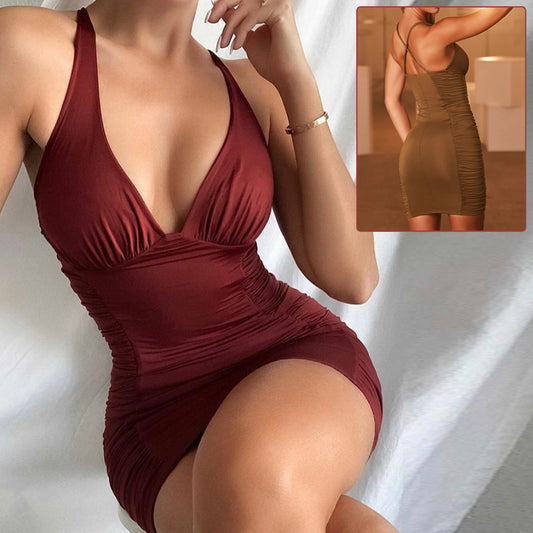 Sexy Deep V-neck Backless Suspender Dress INS Fashion Slim Hip Backless Short Dresses Summer Women's Clothing - Zalixer