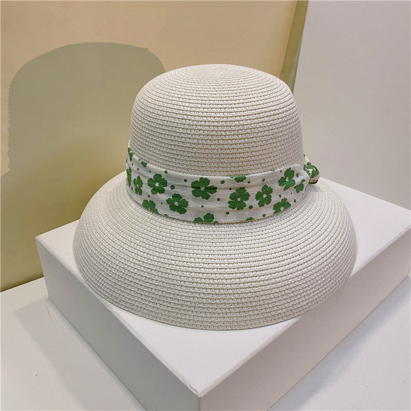 Pastoral Style Sunshade Hat With Small Flower Straps - Zalixer