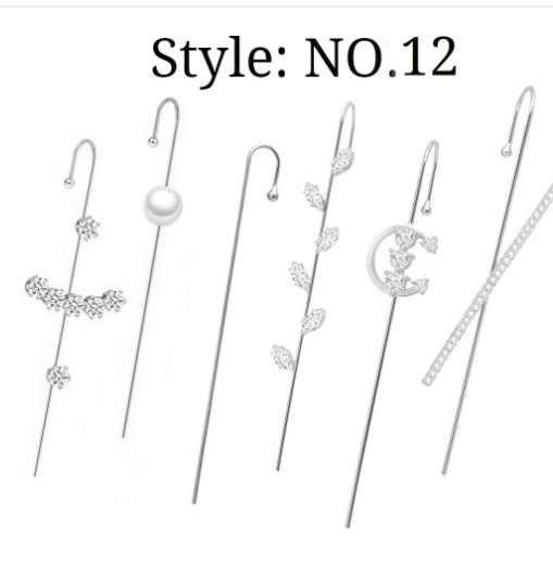 Zircon Earrings Slash Lightning Piercing Stud