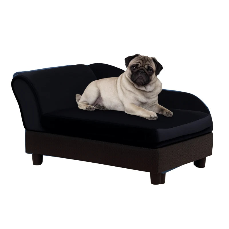 PawHut Pet Sofa Bed Couch With Storage, Pet Sofa For Cats And Small Dogs, Black - Zalixer