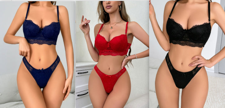 Half Cup Lace Lingerie Suit Bra Panties - Zalixer