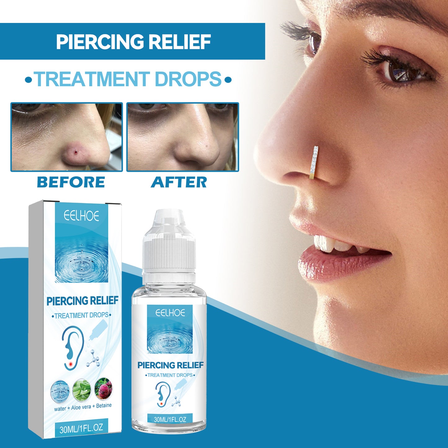 EELHOE Piercing Repair Drops For Ear Piercing Care Gently Relieves Piercing Lumps And Moisturizes Skin
