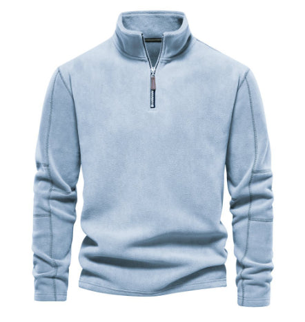 Fashion Personality Stand-collar Zippered Sweatshirt With Fleece Winter Casual Pullover Top Men's Clothing - Zalixer