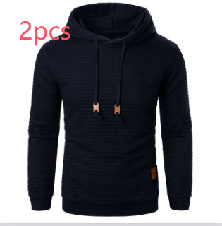 Men's Jacquard Hooded Sweater Long-Sleeved Hoodie Warm Solid Sports Top