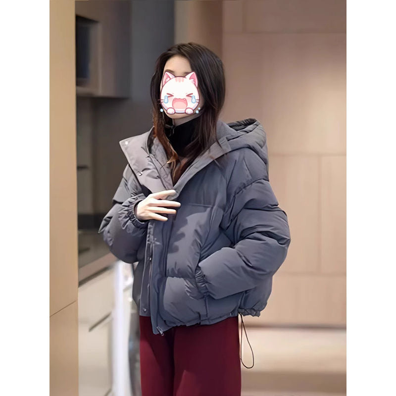 Winter Korean-style Cropped Hooded Cotton Jacket - Zalixer