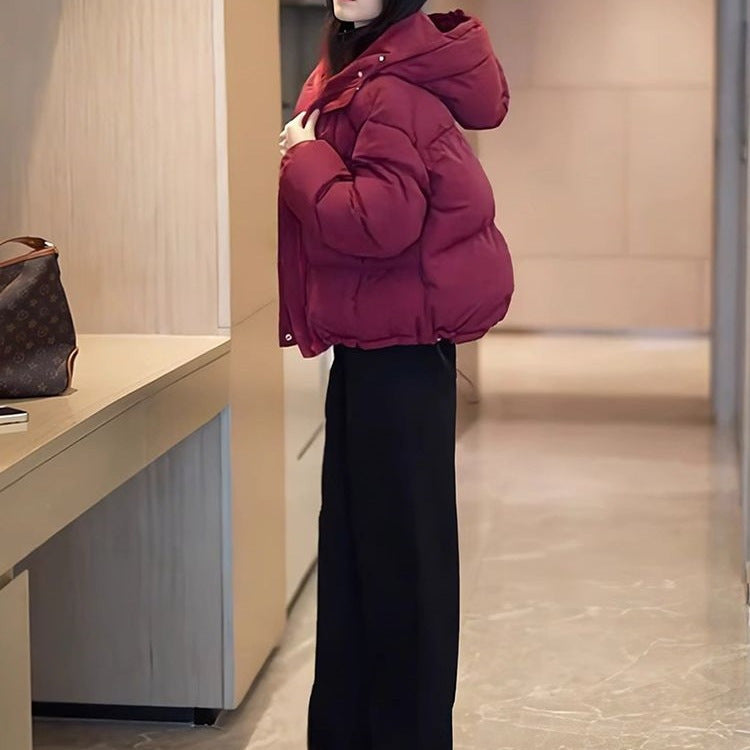 Winter Korean-style Cropped Hooded Cotton Jacket - Zalixer