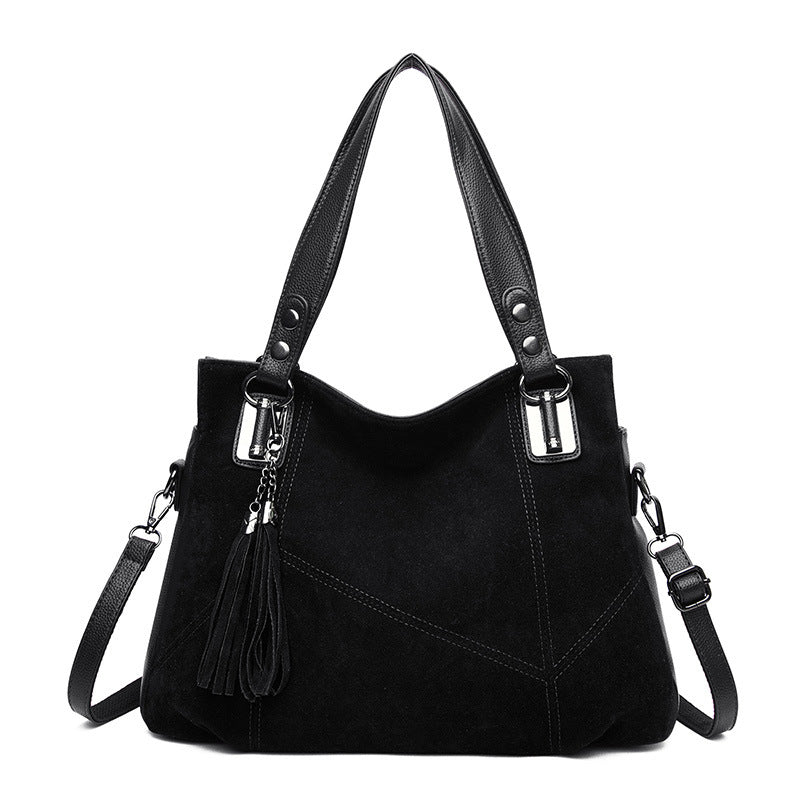 Womens Retro Tassel Zipper Suede Shoulder Crossbody Bag - Zalixer