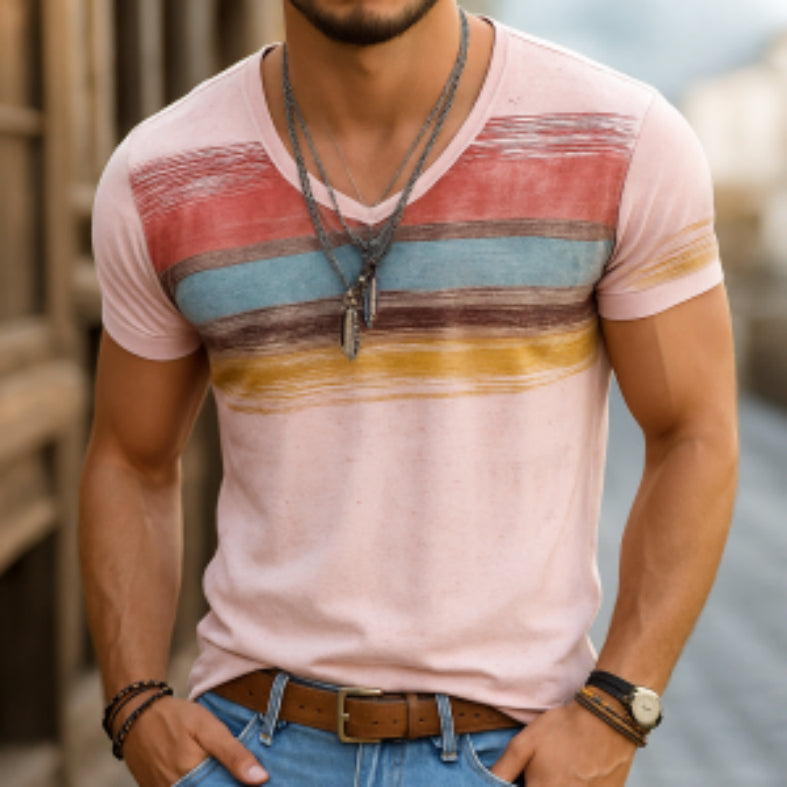 Mens 3D Digital-Print Short-Sleeve T-Shirt - Zalixer