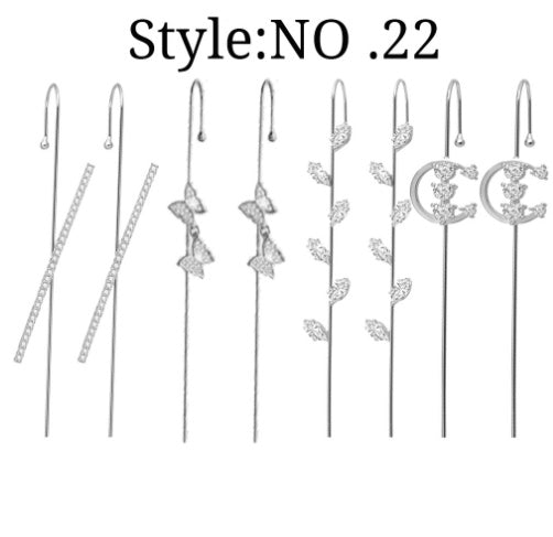 Zircon Earrings Slash Lightning Piercing Stud