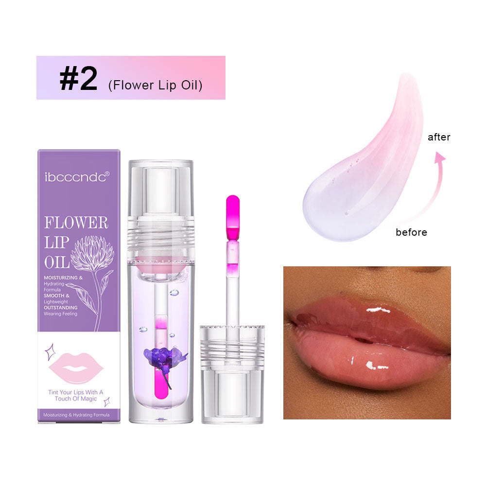 Flower Color Changing Lip Oil Moisturizing Jelly Lipgloss Clear Temperature Change Liquid Lipstick Reduce Lip Line Make Up - Zalixer