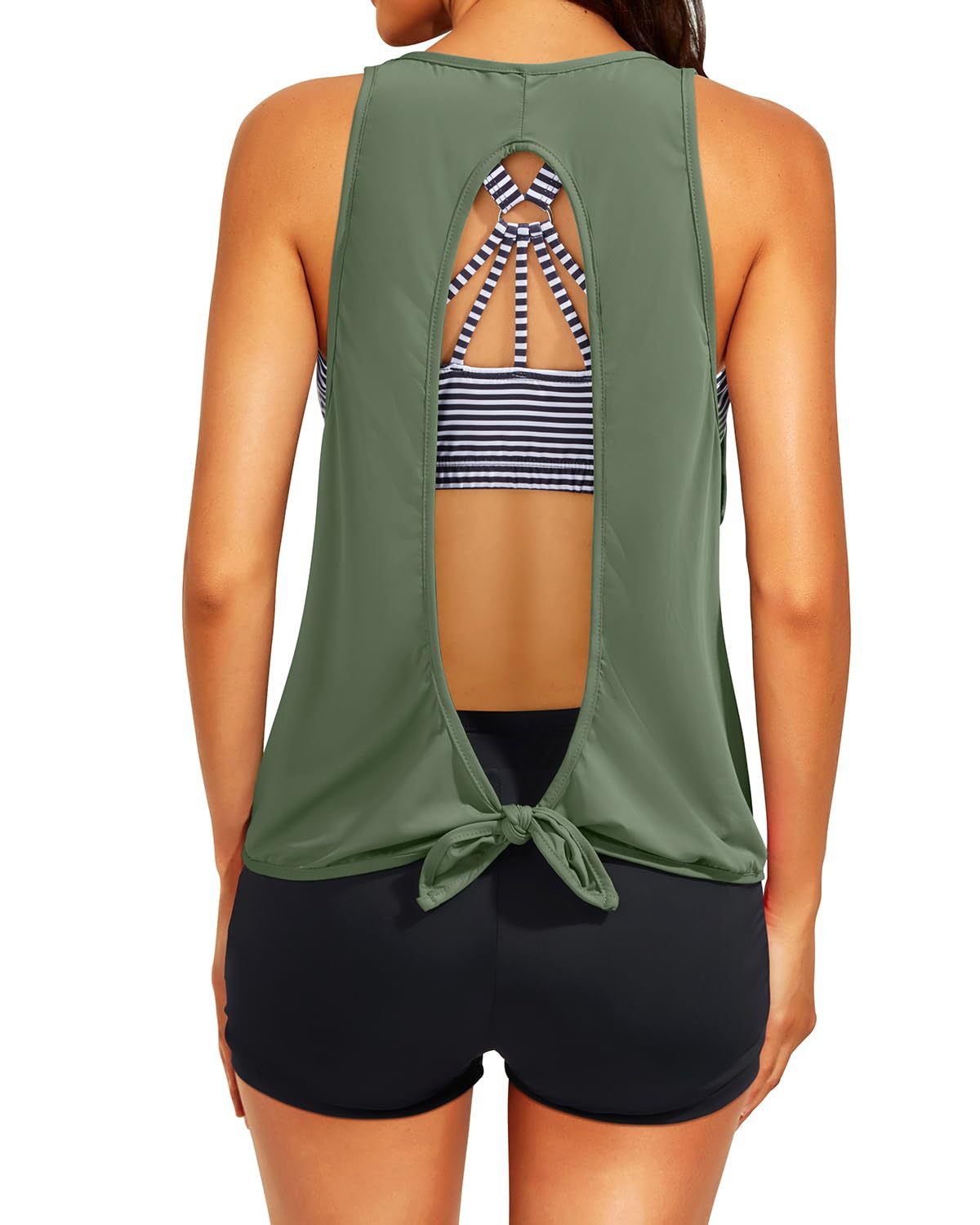 Women's Printed Swimsuit Hollow Backless Covered Belly Swimsuit Suit