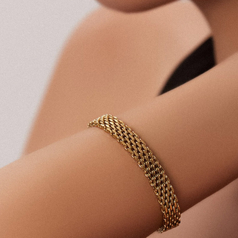 Women's Chain Bracelet Business Casual Golden Silver Metal Bracelet Jewelry - Zalixer