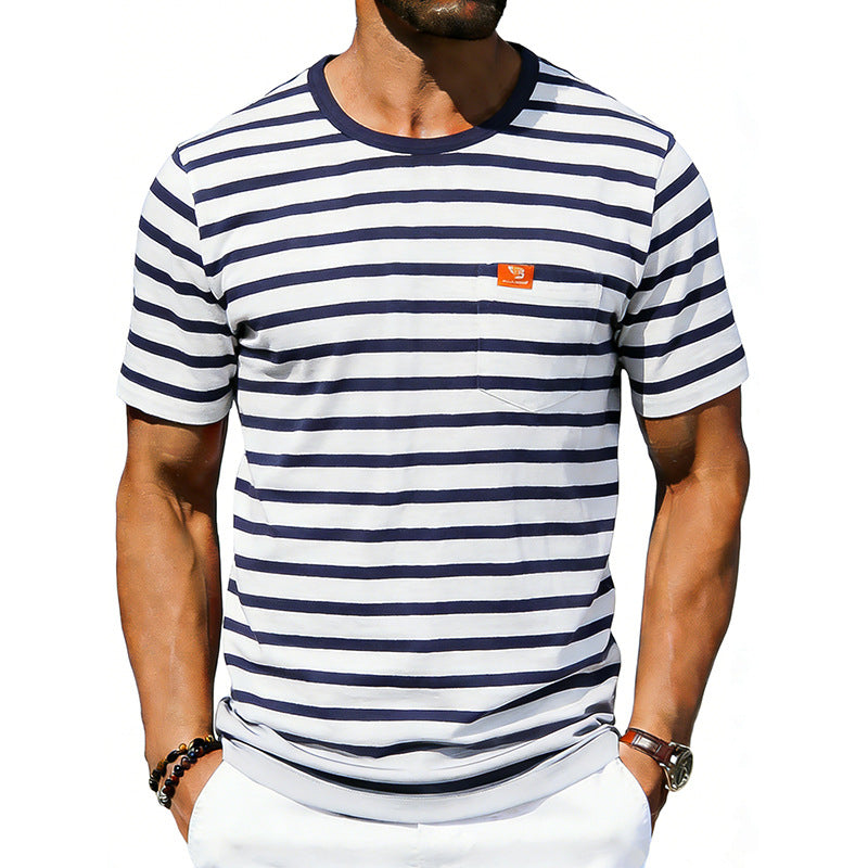 Men's Loose-fit Retro Simple Casual Crew-neck Short-sleeve T-shirt