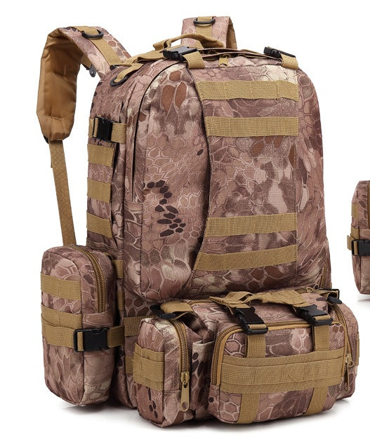 Men's Travel Oxford Cloth Outdoors Army Camouflage Tactics Double Shoulder Mountaineering Large Combination Backpack