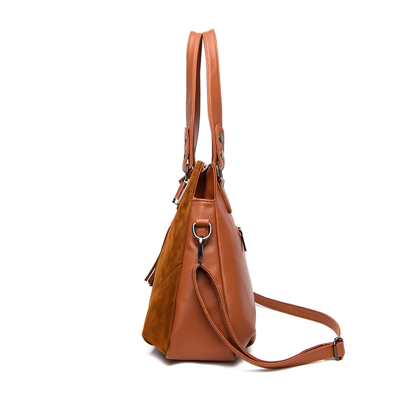 Womens Retro Tassel Zipper Suede Shoulder Crossbody Bag - Zalixer