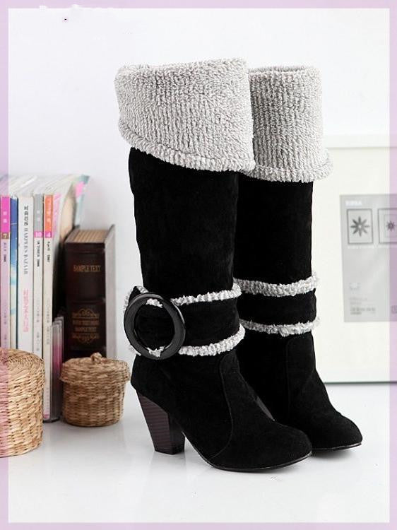 Womens Boots Shoes High Heeled Knee High Boots - Zalixer