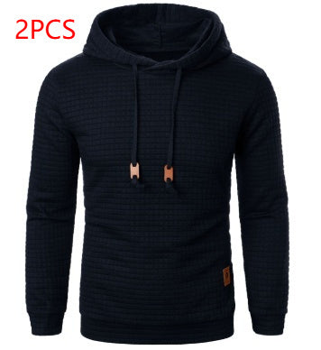 Men's Jacquard Hooded Sweater Long-Sleeved Hoodie Warm Solid Sports Top