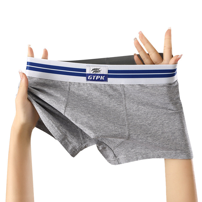 New Men's Underwear Pure Color Cotton Mid-waist Underwear - Zalixer