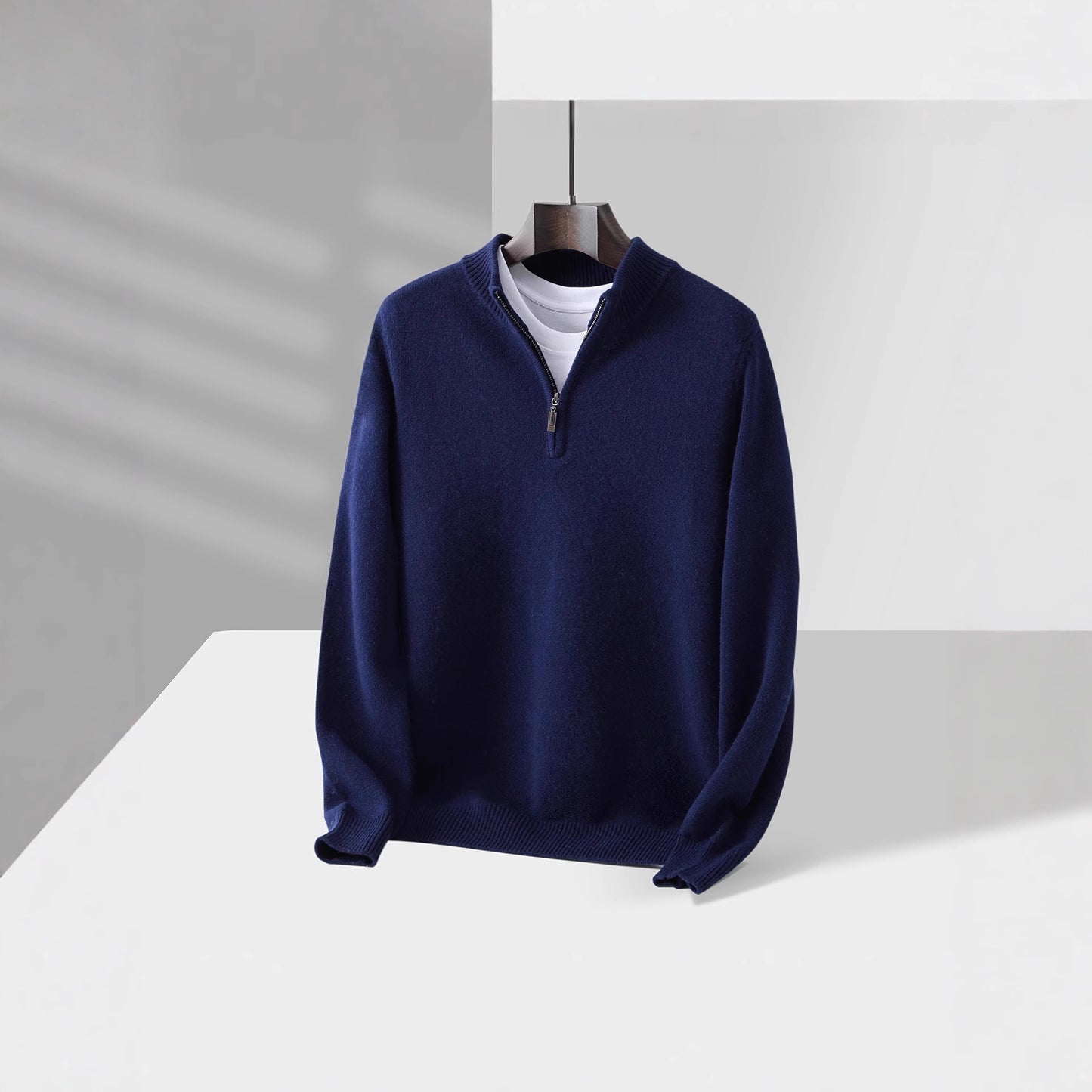 Mens Loose-Fit Half-Zip Turtleneck Thermal Sweater With Extra Padding