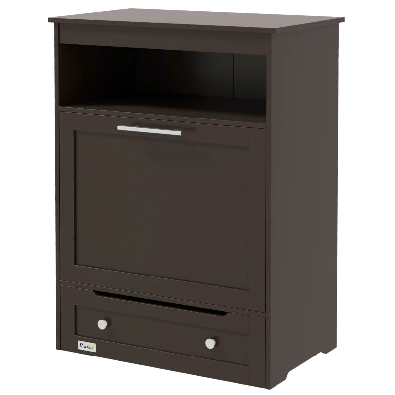 Pet Feeder Station Storage Cabinet, Dog Food Storage Container With Dog Raised Bowls, Watering Supplies, Gray