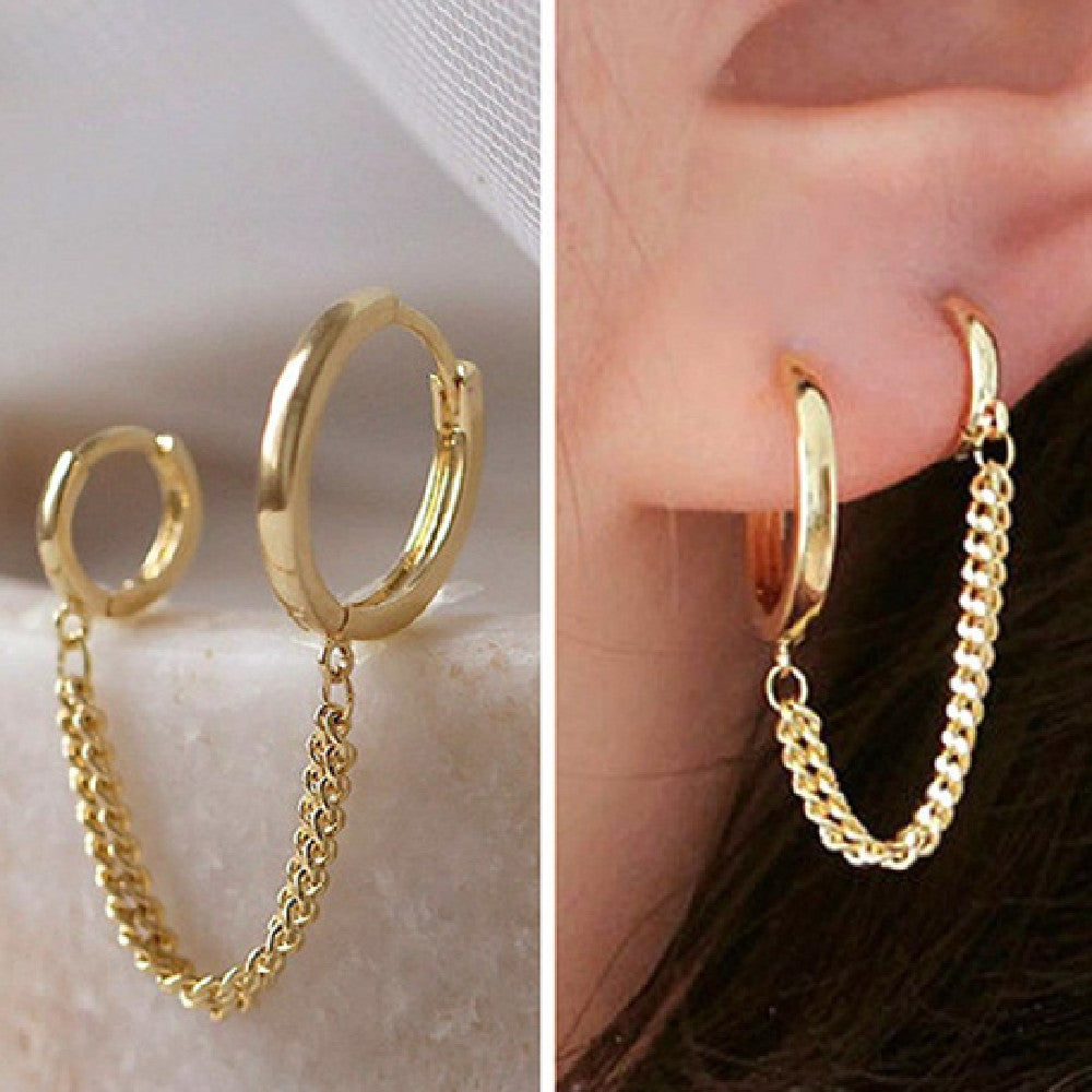 Double Ear Piercings One-piece Earrings