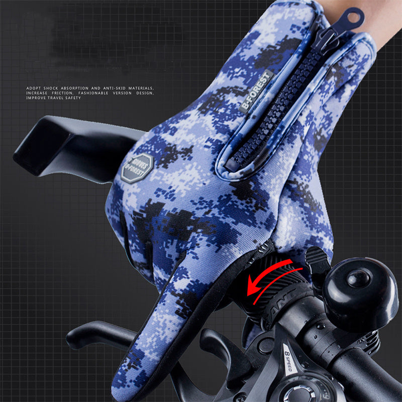 Winter Motorcycle Riding Waterproof Sports Gloves With Fleece