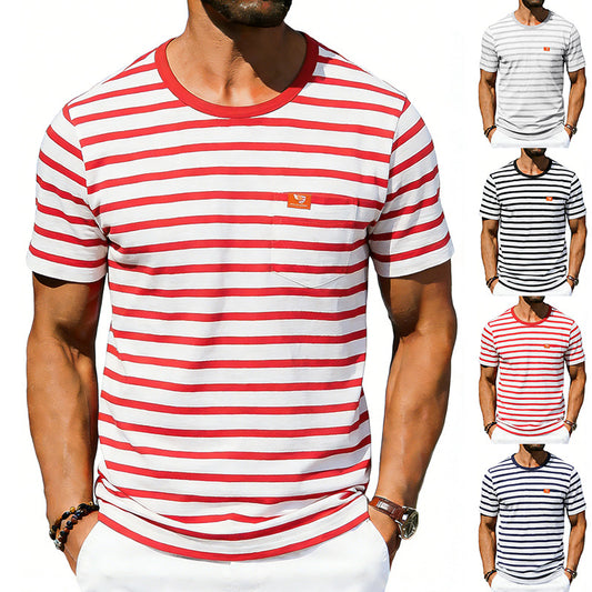 Men's Loose-fit Retro Simple Casual Crew-neck Short-sleeve T-shirt