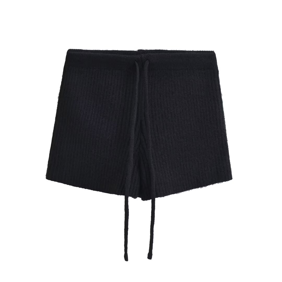 Elastic Elastic Hip Knitted Shorts Women's Knitted Shorts - Zalixer
