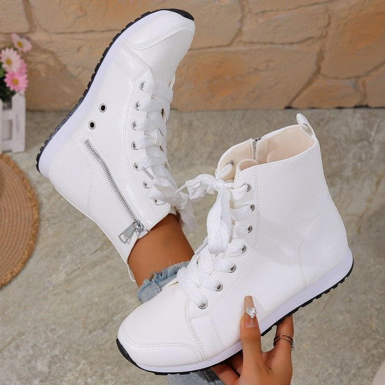 Womens Stylish Side-zip Flat Ankle Boots - Zalixer