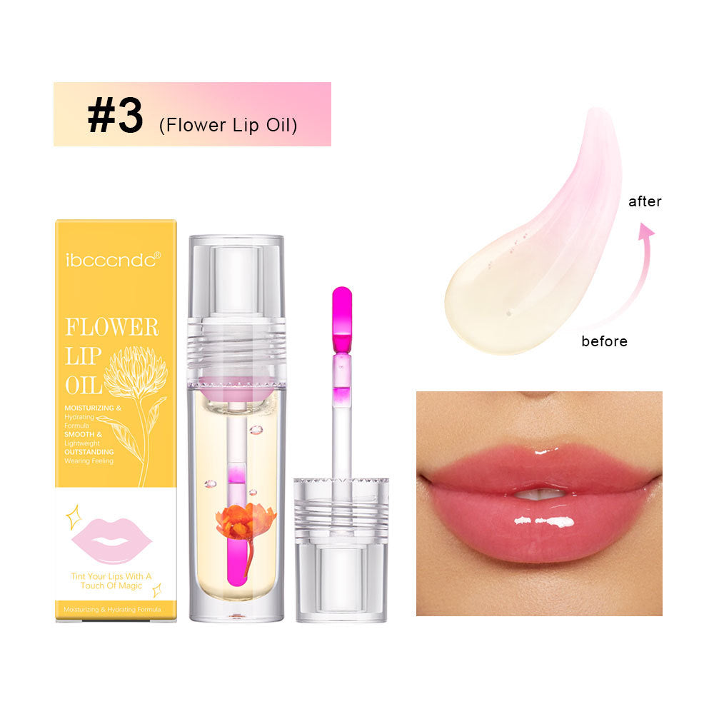 Flower Color Changing Lip Oil Moisturizing Jelly Lipgloss Clear Temperature Change Liquid Lipstick Reduce Lip Line Make Up - Zalixer