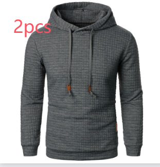 Men's Jacquard Hooded Sweater Long-Sleeved Hoodie Warm Solid Sports Top