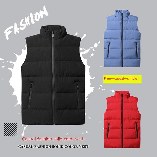 Men's Autumn And Winter Leisure Fashion Zipper Solid Color Vest